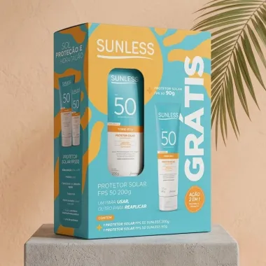 Protetor Solar Sunless FPS 50 Toque Seco 200g e Ganhe Protetor Solar Sunless FPS 50 Toque seco 90g