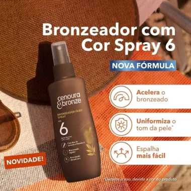 Bronzeador &Oacute;leo Cenoura e Bronze FPS 6 Spray 110ml