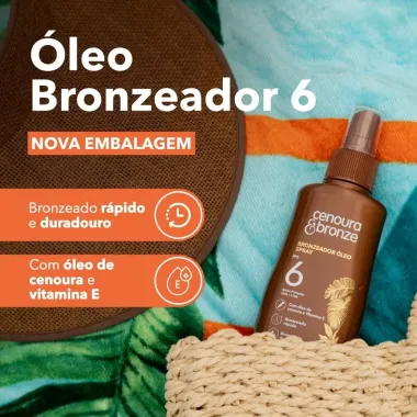 Bronzeador &Oacute;leo Cenoura e Bronze FPS 6 Spray 110ml