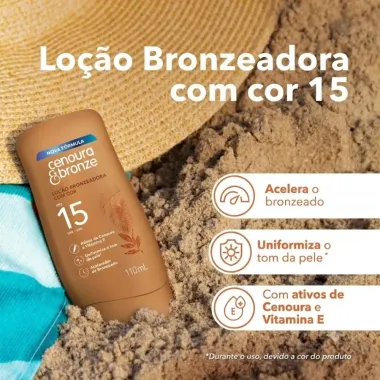 Lo&ccedil;&atilde;o Bronzeadora Cenoura e Bronze FPS 15 com Cor 110ml