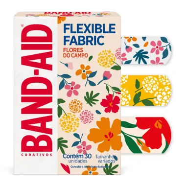 Curativo Band Aid Flexible Fabric Flores do Campo Tamanhos Variados 30 Unidades