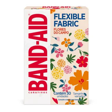Curativo Band Aid Flexible Fabric Flores do Campo Sortidas Tamanhos Variados 30 Unidades
