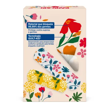 Curativo Band Aid Flexible Fabric Flores do Campo Tamanhos Variados 30 Unidades
