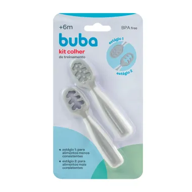 Kit Colher de Treinamento Buba 6+ Meses Cinza 2 Unidades