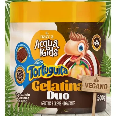 Gelatina e Creme Hidratante Duo Acqua Kids Tortuguita com Extrato de Cacau e Baunilha Vegano 500g