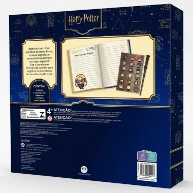 Livro Ciranda Cultural Meu Di&aacute;rio de Magia Harry Potter com 1 Cartela de Adesivos e 1 Varinha com Caneta