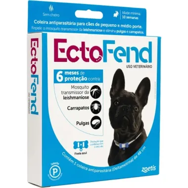 Coleira Ectofend Antiparasit&aacute;ria para C&atilde;es Pequeno e M&eacute;dio Prote&ccedil;&atilde;o Contra Mosquitos, Carrapatos e Pulgas Tamanho P 48cm