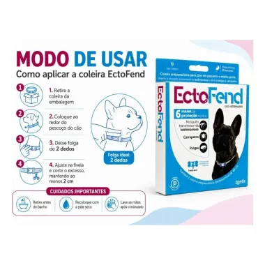 Coleira Ectofend Antiparasit&aacute;ria para C&atilde;es Pequeno e M&eacute;dio Prote&ccedil;&atilde;o Contra Mosquitos, Carrapatos e Pulgas Tamanho P 48cm