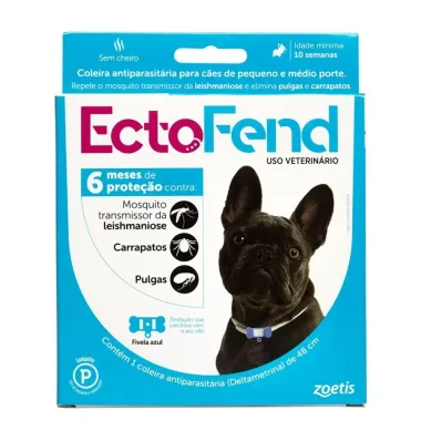 Coleira Ectofend Antiparasit&aacute;ria para C&atilde;es Pequeno e M&eacute;dio Prote&ccedil;&atilde;o Contra Mosquitos, Carrapatos e Pulgas Tamanho P 48cm