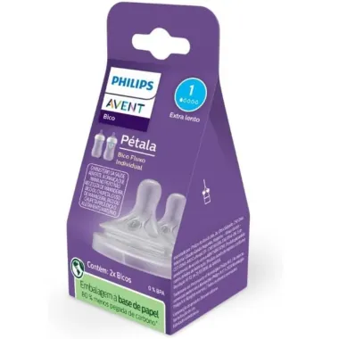 Bico de Mamadeira Philips Avent P&eacute;tala Bico Fluxo Individual 1 Extra Lento com 2 Unidades