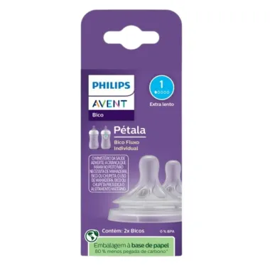 Bico de Mamadeira Philips Avent P&eacute;tala Bico Fluxo Individual 1 Extra Lento com 2 Unidades