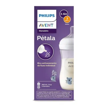 Mamadeira Philips Avent P&eacute;tala Bico Ritmo Individual Estampa Coala + 1 m&ecirc;s 260ml