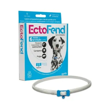 Coleira Ectofend Antiparasit&aacute;ria para C&atilde;es Prote&ccedil;&atilde;o Contra Mosquitos da Leishmaniose, Carrapatos e Pulgas Tamanho G Cor Azul 65cm