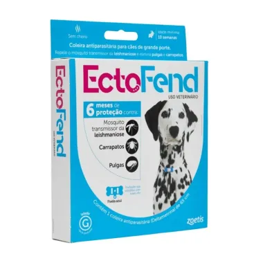 Coleira Ectofend Antiparasit&aacute;ria para C&atilde;es Grande Porte Prote&ccedil;&atilde;o Contra Mosquitos da Leishmaniose, Carrapatos e Pulgas Tamanho G Cor Azul 65cm