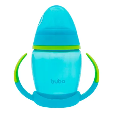 Copo de Treinamento Buba com Al&ccedil;a Remov&iacute;vel e Bico em Silicone Azul 250ml