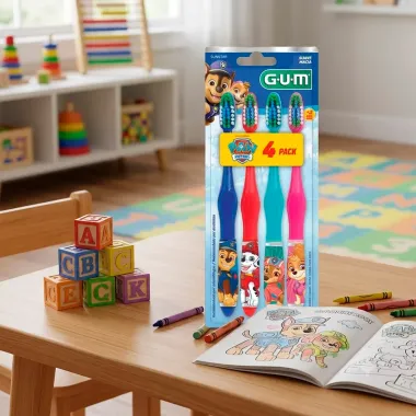 Escova de Dente Gum Paw Patrol Patrulha Canina Suave Macia 3+ Anos Cores Sortidas 4 Unidades
