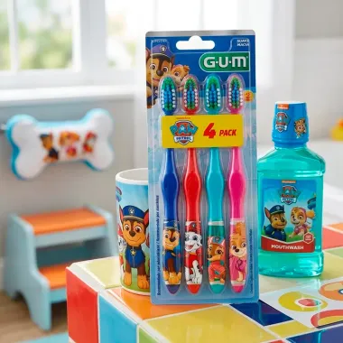 Escova de Dente Gum Paw Patrol Patrulha Canina Suave Macia 3+ Anos Cores Sortidas 4 Unidades