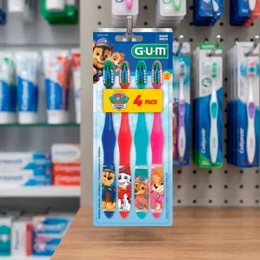 Escova de Dente Gum Paw Patrol Patrulha Canina Suave Macia 3+ Anos Cores Sortidas 4 Unidades