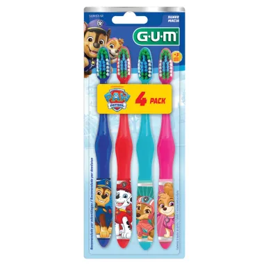 Escova de Dente Gum Paw Patrol Patrulha Canina Suave Macia 3+ Anos Cores Sortidas 4 Unidades