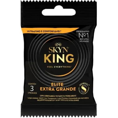 Preservativo SKYN King Elite Extra Grande Sem L&aacute;tex com 3 Unidades