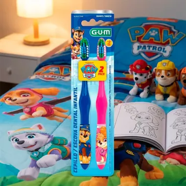 Escova de Dente Gum Paw Patrol Patrulha Canina Suave Macia 3+ Anos Cores Sortidas 2 Unidades
