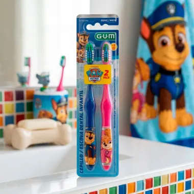 Escova de Dente Gum Paw Patrol Patrulha Canina Suave Macia 3+ Anos Cores Sortidas 2 Unidades