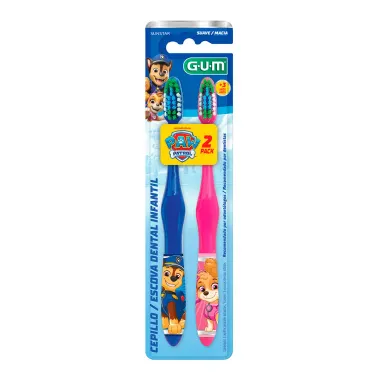 Escova de Dente Gum Paw Patrol Patrulha Canina Suave Macia 3+ Anos Cores Sortidas 2 Unidades