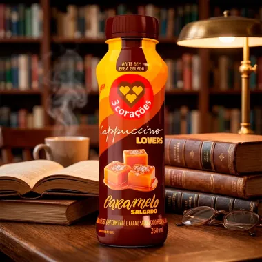Bebida L&aacute;ctea UHT Cappuccino Lovers 3 Cora&ccedil;&otilde;es Sabor Caramelo Salgado 260ml