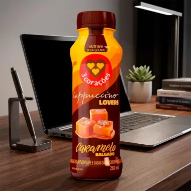 Bebida L&aacute;ctea UHT Cappuccino Lovers 3 Cora&ccedil;&otilde;es Sabor Caramelo Salgado 260ml