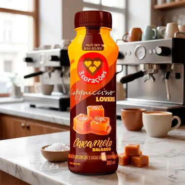 Bebida L&aacute;ctea UHT Cappuccino Lovers 3 Cora&ccedil;&otilde;es Sabor Caramelo Salgado 260ml