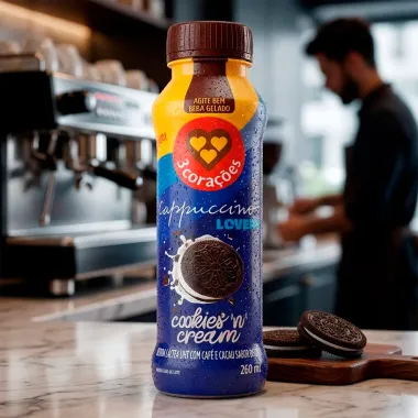 Bebida L&aacute;ctea UHT Cappuccino Lovers 3 Cora&ccedil;&otilde;es Sabor Cookies 'n' Cream 260ml