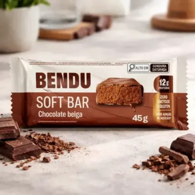 Barra Protein Bendu Soft Bar 12g de Prote&iacute;na Chocolate Belga Zero 45g