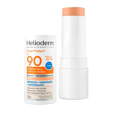 Protetor Solar Di&aacute;rio Helioderm Cover Protect FPS 90 3 em 1 Cor 20 Bast&atilde;o 16g