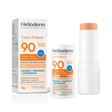 Protetor Solar Di&aacute;rio Helioderm Cover Protect FPS 90 3 em 1 Cor 20 Bast&atilde;o 16g