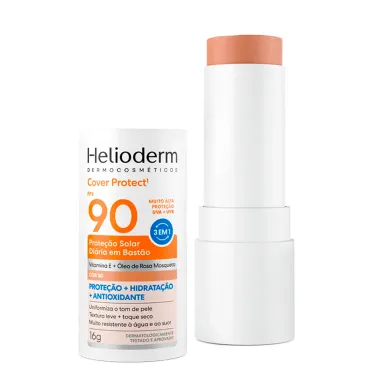 Protetor Solar Di&aacute;rio Helioderm Cover Protect FPS 90 3 em 1 Cor 30 Bast&atilde;o 16g