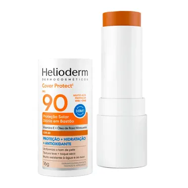 Protetor Solar Di&aacute;rio Helioderm Cover Protect FPS 90 3 em 1 Cor 40 Bast&atilde;o 16g