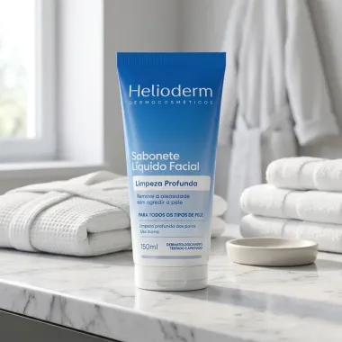 Sabonete L&iacute;quido Facial Helioderm Limpeza Profunda para Todos os Tipos de Cabelo 150ml