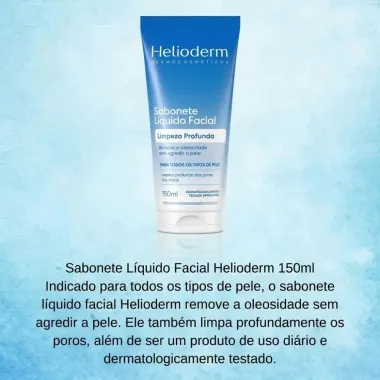 Sabonete L&iacute;quido Facial Helioderm Limpeza Profunda para Todos os Tipos de Cabelo 150ml