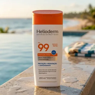 Protetor Solar Helioderm 3 em 1 FPS 99 Prote&ccedil;&atilde;o e Hidrata&ccedil;&atilde;o e Antioxidante Sem Cor 200ml