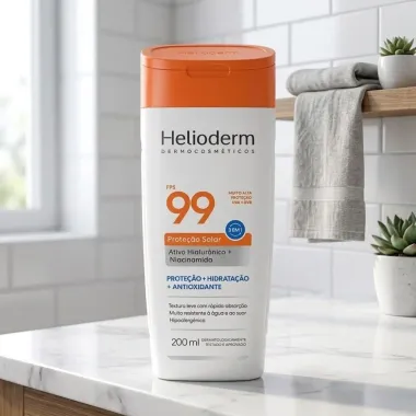 Protetor Solar Helioderm 3 em 1 FPS 99 Prote&ccedil;&atilde;o e Hidrata&ccedil;&atilde;o e Antioxidante Sem Cor 200ml
