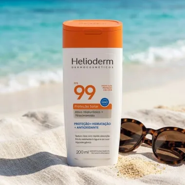 Protetor Solar Helioderm 3 em 1 FPS 99 Prote&ccedil;&atilde;o e Hidrata&ccedil;&atilde;o e Antioxidante Sem Cor 200ml