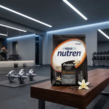 Suplemento Alimentar Nutren Protein com Whey e Cafe&iacute;na 21g de Prote&iacute;na Sabor Baunilha Pacote 800g