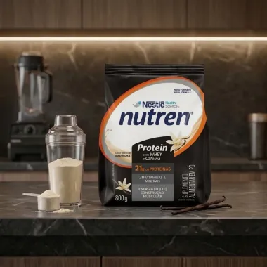 Suplemento Alimentar Nutren Protein com Whey e Cafe&iacute;na 21g de Prote&iacute;na Sabor Baunilha Pacote 800g