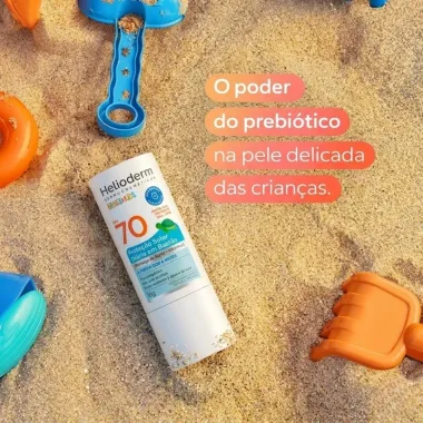 Protetor Solar Facial Infantil em Bast&atilde;o Helioderm Babies & Kids FPS 70 Sem Cor A Partir dos 6 Meses 16g