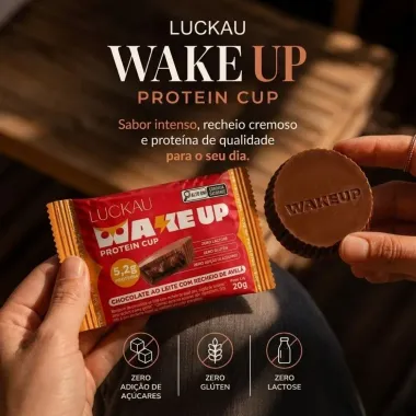 Wake Up Protein Cup Luckau 5,2g de Prote&iacute;na Chocolate ao Leite com Recheio de Avel&atilde; Zero 20g