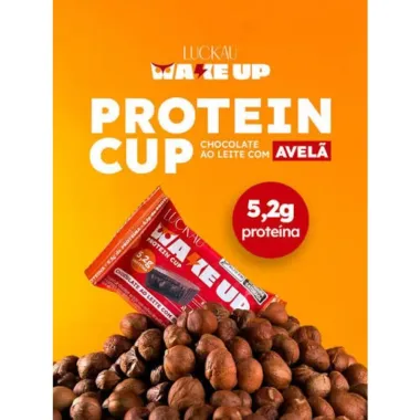 Wake Up Protein Cup Luckau 5,2g de Prote&iacute;na Chocolate ao Leite com Recheio de Avel&atilde; Zero 20g