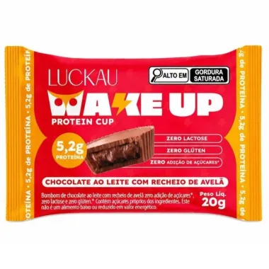 Wake Up Protein Cup Luckau 5,2g de Prote&iacute;na Chocolate ao Leite com Recheio de Avel&atilde; Zero 20g