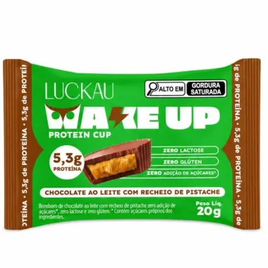 Wake Up Protein Cup Luckau 5,3g de Prote&iacute;na Chocolate ao Leite com Recheio de Pistache Zero 20g