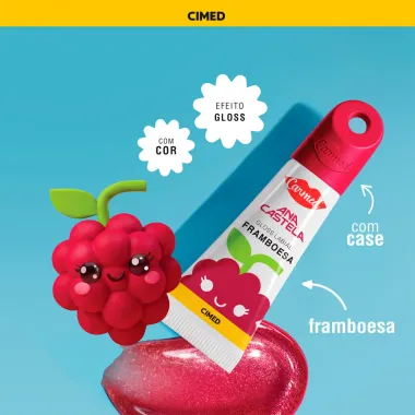 Gloss Labial Carmed Ana Castela Sabor Framboesa com Cor Efeito Gloss com Case 5g