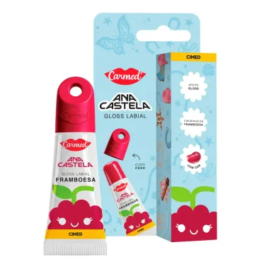Gloss Labial Carmed Ana Castela Sabor Framboesa com Cor Efeito Gloss com Case 5g
